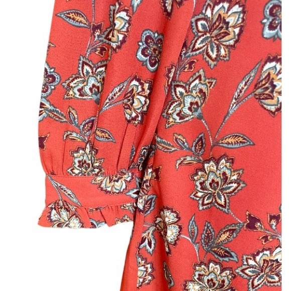 Burnt Orange LOFT Midi Dress with Ruffle Detail - Picture 4 of 5